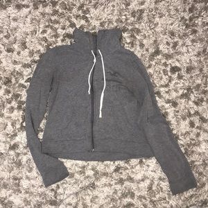 Cropped gray hoodie zip up.
